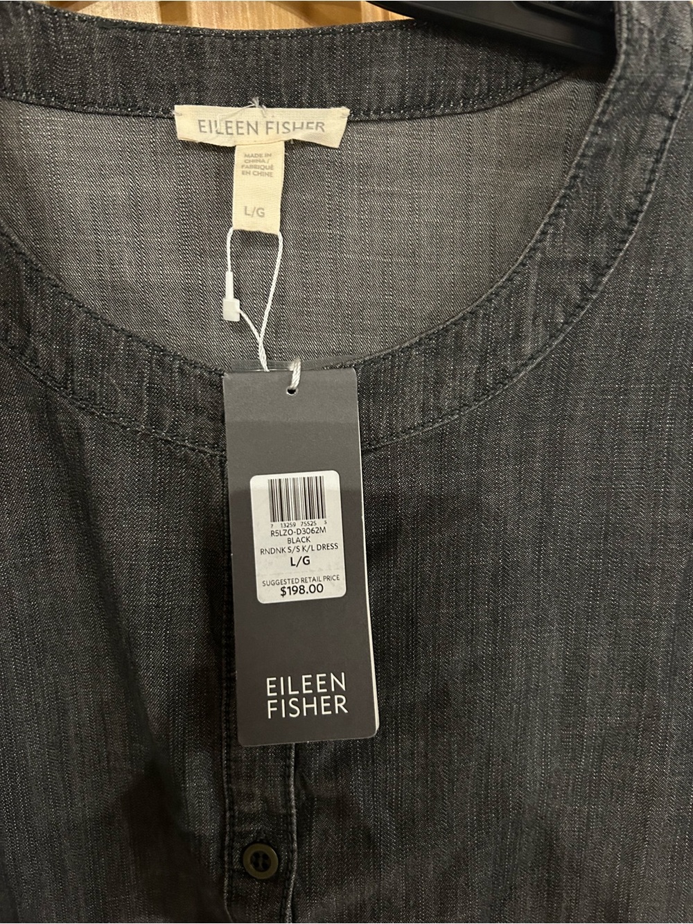 Eileen Fisher Black denim Short-Sleeve dress - Picture 2 of 3